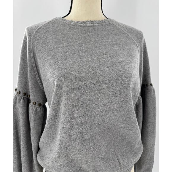The Great. Bishop Gray Puff Sleeve Sweatshirt with Studs Pullover S - Picture 5 of 10